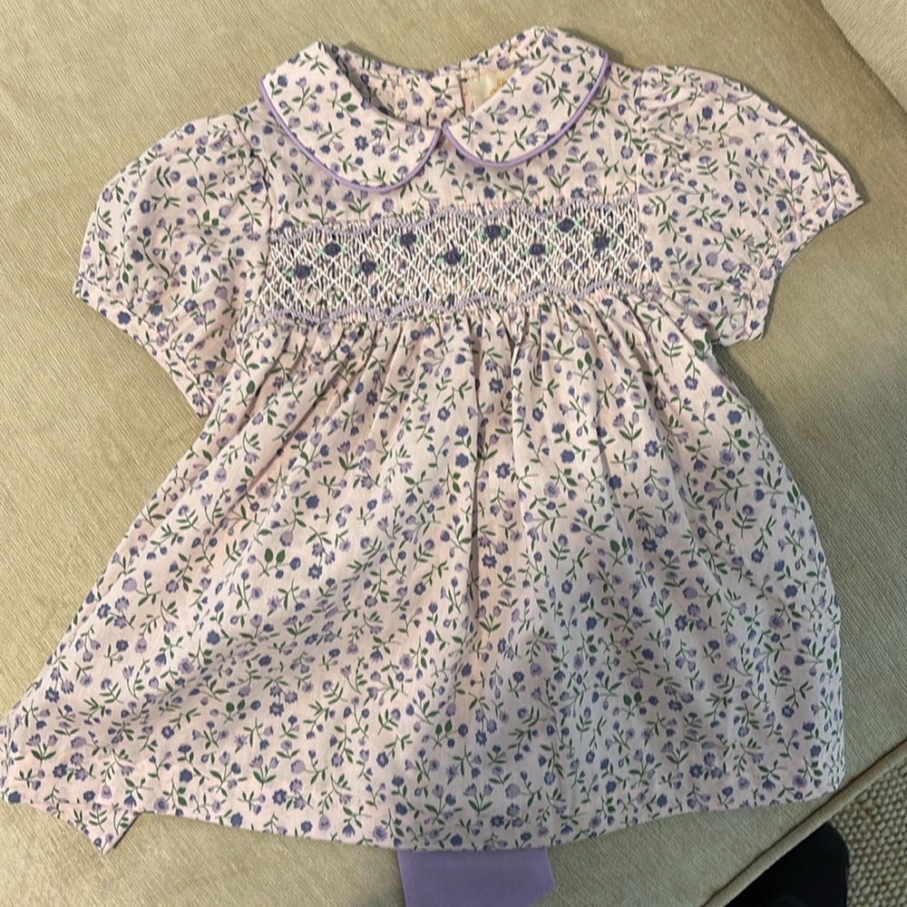 The Beaufort Bonnet Company Lavender Floral Smocked Dress